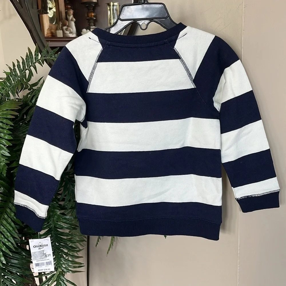 Brand New OshKosh B’Gosh Striped Nautical Bejeweled Studded Rugby Sweatshirt